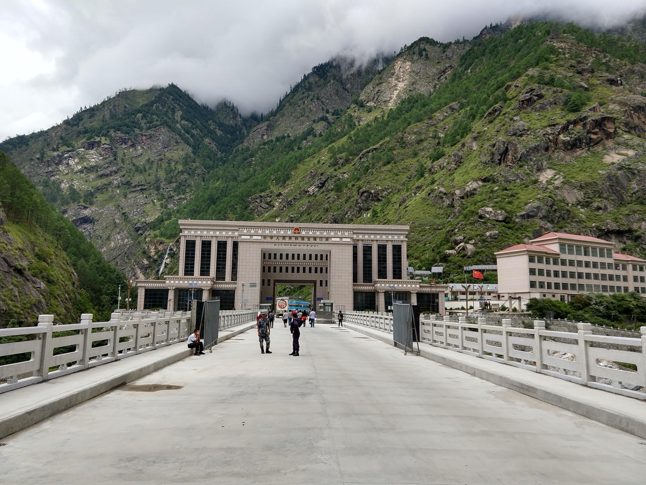 Gyirong Port and the Friendship Bridge, ringed by mountains